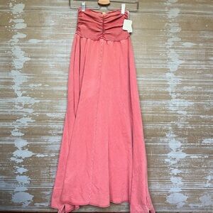 Free People FP One Melanie Convertible Skirt Smocked Ruched Strapless Dress XS